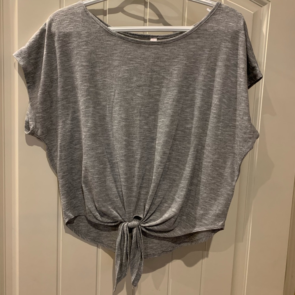 Heathered Gray Front Tie Top